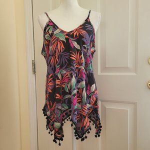 NWT Japna Floral Pom Pom Trim Tank Top Size M